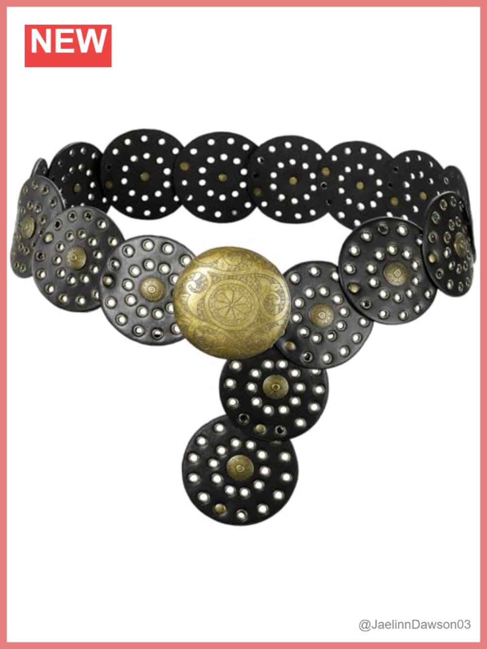 Wide Disc Belt PU Leather Metal Boho Vintage Waist Chain